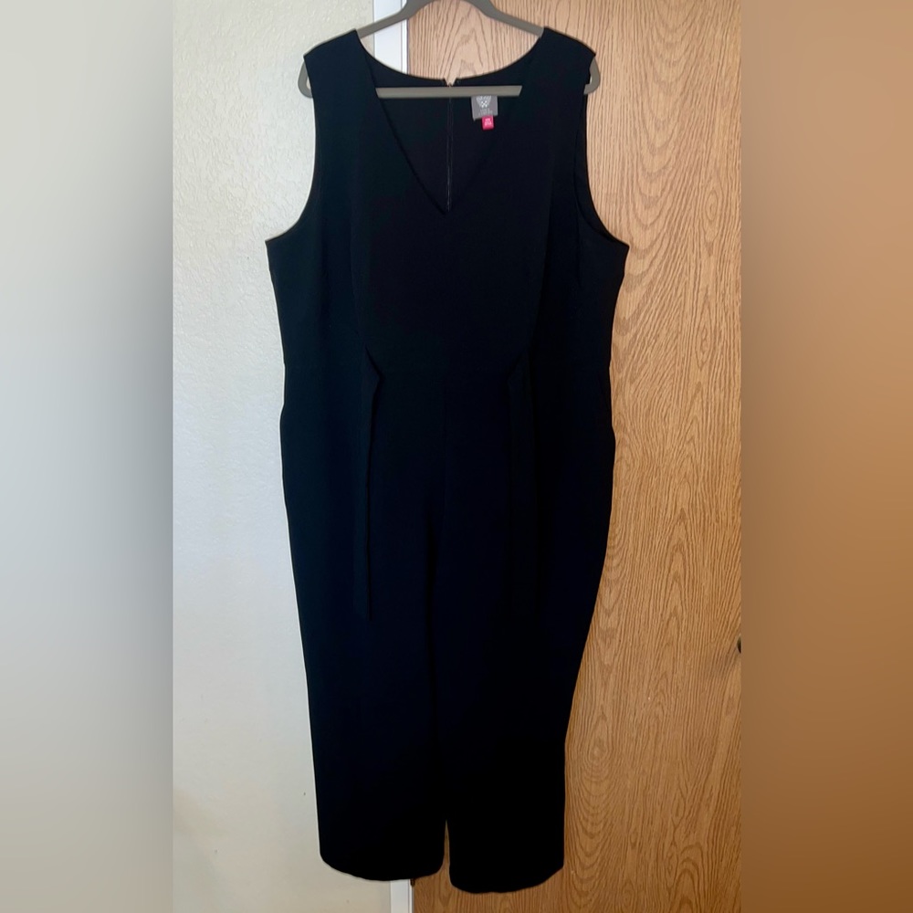 NWOT VINCE CAMUTO CREPE TIE FRONT WIDE LEG JUMPSUIT - Picture 2 of 9